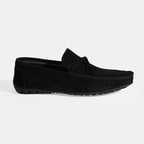 Calandra Siyah Erkek Bağcık Detaylı Slip-On Süet Loafer