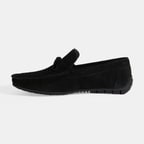 Calandra Siyah Erkek Bağcık Detaylı Slip-On Süet Loafer