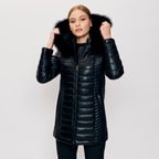 Cambio Kadın Kürk Kapüşonlu Deri Mont