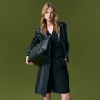 Canika Siyah Kadın Deri Blazer Trençkot