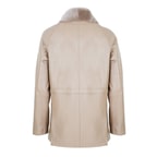 Caralynn Bej Kadın Kürk Yakalı Deri Mont