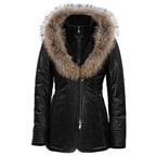 Carletta Kadın Kürk Kapişonlu  Şişme Kaban