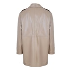 Carlynda Bej Kadın Deri Oversize Pardösü