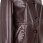 Carlynda Kahve Kadın Deri Pardösü