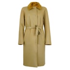 Charla Yeşil Kadın Çift Taraflı Yünlü Kaban