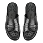 David Siyah Erkek Kroko Baskılı Deri Terlik