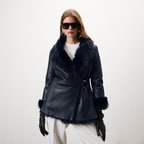 Debora Lacivert Kadın Kürk Ceket