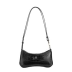 Deran Siyah Kadın Deri Kroko Baskılı Omuz Çantası