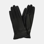 DESA - FY Siyah Kadın Örgülü Deri Eldiven