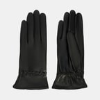 DESA - FY Siyah Kadın Örgülü Deri Eldiven