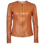 Deundria Kadın Fit Panelli Deri Ceket