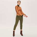 Deundria Kadın Fit Panelli Deri Ceket