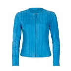 Deundria Mavi Kadın Panelli Fit Süet Ceket