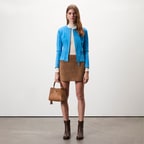 Deundria Mavi Kadın Panelli Fit Süet Ceket