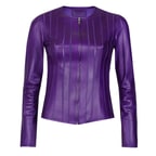 Deundria Mor Kadın Fit Panelli Deri Ceket