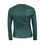 Deundria Yeşil Kadın Fit Panelli Deri Ceket