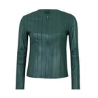 Deundria Yeşil Kadın Fit Panelli Deri Ceket