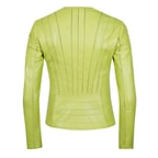 Deundria Yeşil Kadın Fit Panelli Deri Ceket