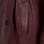 Dimitrina Bordo Kadın Deri Trençkot