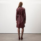 Dimitrina Bordo Kadın Deri Trençkot