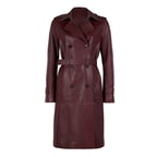 Dimitrina Bordo Kadın Deri Trençkot