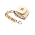 Ekru Zincir Detaylı Deri Airpods Kılıfı