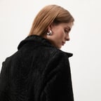 Emilly Siyah Kadın Kürk Kaban