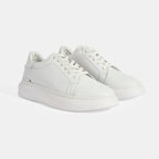 Erkek Beyaz Bağcıklı Deri Günlük Ayakkabı