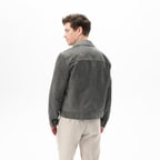 Erkek Gri Gömlek Yaka Süet Ceket