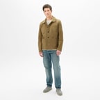 Erkek Hardal Gömlek Yaka Nubuk Ceket