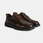 Erkek Kahve Bağcıklı Deri Günlük Ayakkabı