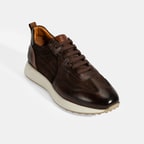 Erkek Kahve Bağcıklı Deri Spor Ayakkabı