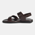 Erkek Kahve Cırt Detaylı Deri Sandalet