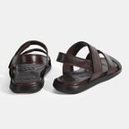 Erkek Kahve Cırt Detaylı Deri Sandalet