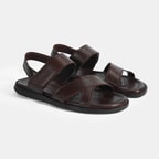 Erkek Kahve Cırt Detaylı Deri Sandalet