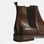 Erkek Kahve Lastik Detaylı Deri Bot