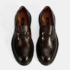 Erkek Kahve Metal Toka Detaylı Deri Loafer