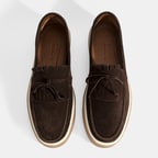 Erkek Kahve Süet Püsküllü Loafer