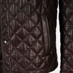 Erkek Koyu Kahve Kapitone Deri Ceket