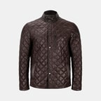 Erkek Koyu Kahve Kapitone Deri Ceket