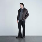 Erkek Koyu Kahve Kapitone Deri Ceket