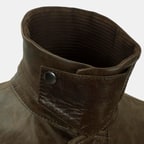 Erkek Koyu Yeşil Gömlek Yakalı Deri Mont