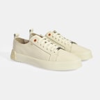 Erkek Krem Bağcıklı Deri Spor Ayakkabı