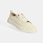 Erkek Krem Bağcıklı Deri Spor Ayakkabı