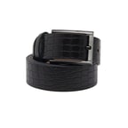 Erkek Kroko Baskılı Deri Siyah Kemer