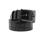 Erkek Kroko Baskılı Deri Siyah Kemer