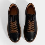 Erkek Lacivert Bağcıklı Deri Günlük Ayakkabı