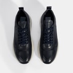 Erkek Lacivert Bağcıklı Deri Spor Ayakkabı