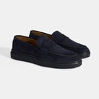 Erkek Lacivert Slip-On Nubuk Deri Loafer