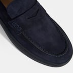 Erkek Lacivert Slip-On Nubuk Deri Loafer